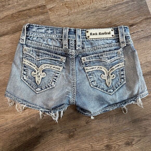 Rock Revival Vivian Jean Shorts Size 27 Lace Embellished Boho - Picture 1 of 5